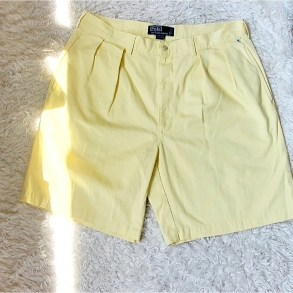 Mens POLO by Ralph Lauren Pastel Yellow Mens Chino Tyler Dressy Casual Shorts 36